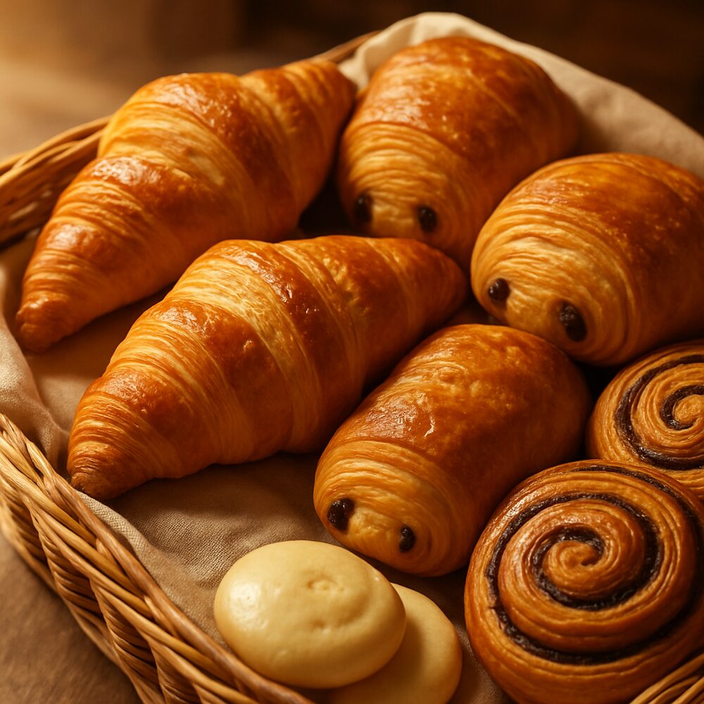 Viennoiseries dorées et pain artisanal